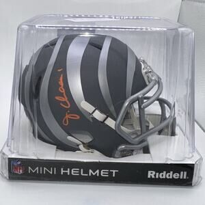 Ja'Marr Chase Autographed Bengals Slate Speed Mini Helmet -Beckett W Hologram